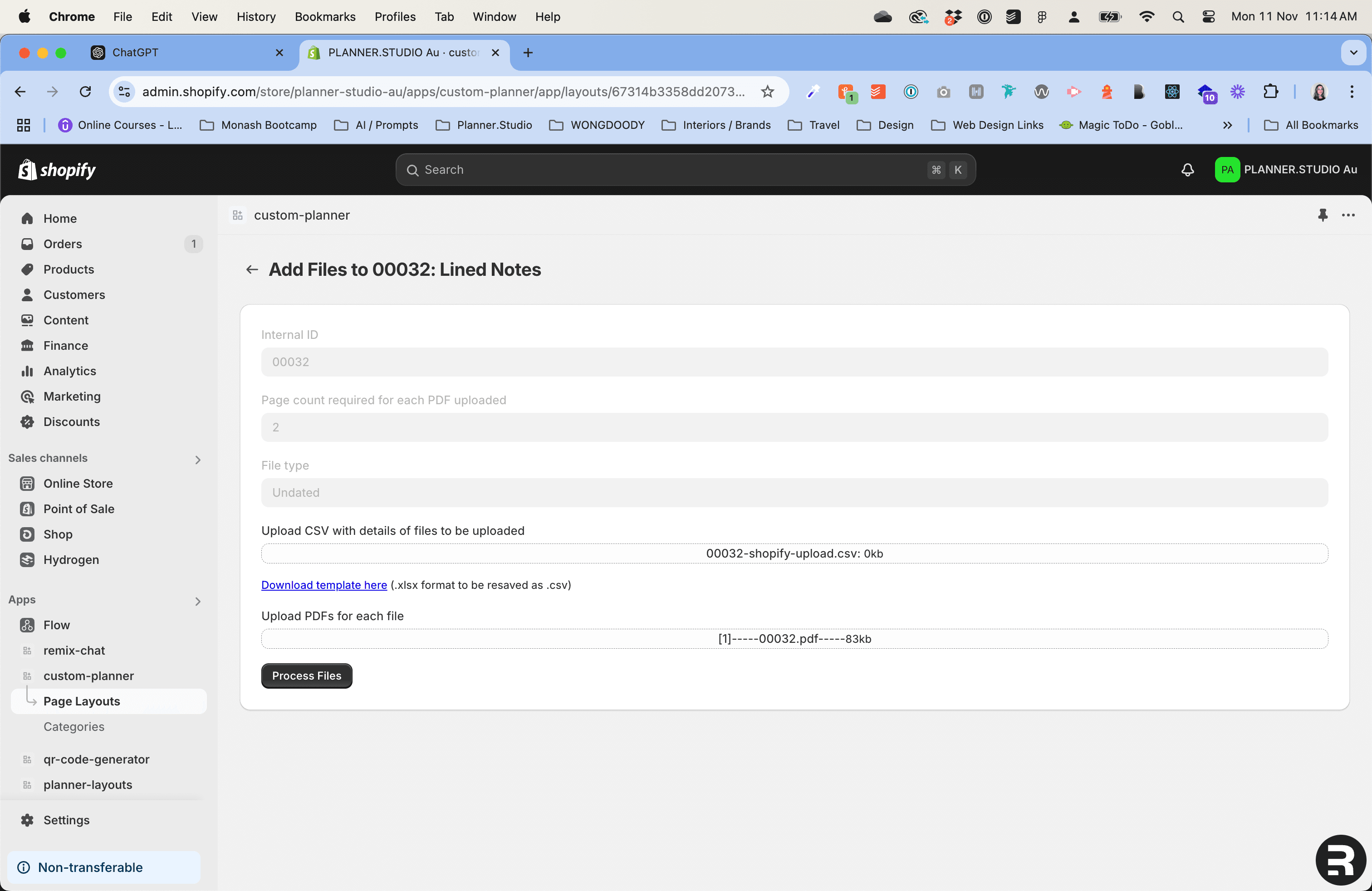 PLANNER.STUDIO Shopify admin app